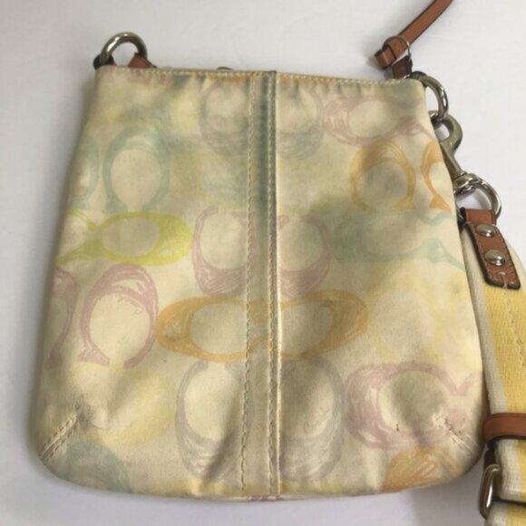 COACH Mini Signature SCRIBBLE CC Crossbody Bag Shoulder Lather Fabric Hobo Zip - Picture 7 of 13